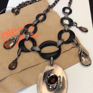 ISO: Alexis Bittar Black Resin Necklace with Smoky Brown Crystal Drops